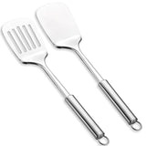 Stainless Steel Spatulas Set, ReaNea Silver Slotted Turner, Solid Turner, Heavy Duty Sturdy Kitchen Spatula High Heat Resistant, Ideal Cookware for Fish,Eggs,Pancakes, Dishwasher Safe, Easy to Clean ReaNea
