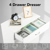 Karl home 4 Drawer Dresser for Bedroom, Small Chests of Drawers Modern Nightstand, White Dresser Chest with 4 Storage Drawers, Dressers for Nursery, Hallway, Living Room, Closet Karl home