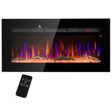HOMCOM 40" Electric Fireplace Recessed and Wall Mounted with Remote Control, 1500W Fireplace Heater with 8H Timer, Adjustable Flame Color and Brightness, Log and Crystal HOMCOM