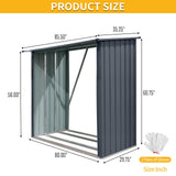 Zjjseloru Outdoor Firewood Rack,3ft x 7ft Garden Log Storage Shed in Galvanized Steel with Sloped Roof for Firewood,Pellet,or Lumber Storage,Black Zjjseloru