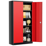INTERGREAT Storage Cabinet, 72” Black Red Garage Steel Locking Cabinet with Doors and 4 Adjustable Shelves, Tall Lockable File &Tool Cabinet for Home Office, Metal Classroom Cabinet Basement INTERGREAT