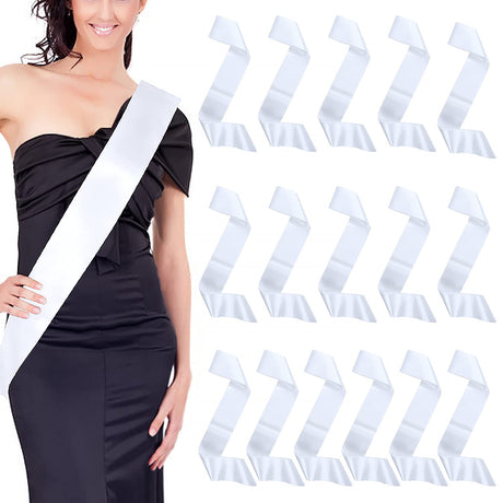 Dreamtop 16Pcs Sash Satin Sash White Blank Sash Blank Sashes for Pageants Senior Sash 2025 White Sash for Beauty Pageant Dreamtop