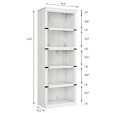 GAOMON 5 Tier Bookcase, Farmhouse Book Shelf with Storage, 67.4 Inch Tall Open Display Bookshelves, Wooden 5 Shelf Bookcase for Living Room, Bedroom-White GAOMON