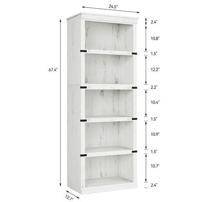 GAOMON 5 Tier Bookcase, Farmhouse Book Shelf with Storage, 67.4 Inch Tall Open Display Bookshelves, Wooden 5 Shelf Bookcase for Living Room, Bedroom-White - WoodArtSupply