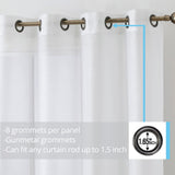 HLC.ME 2 Piece Semi Sheer Voile Window Treatment Curtain Grommet Panels for Bedroom (54" W x 108" L, White) HLC.ME