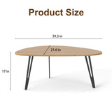 Manora Modern Mid Century Coffee Table, Oval Triangle Wood Center Table with Sturdy Metal Legs, Stylish Living Room Accent Table for Small Spaces Manora