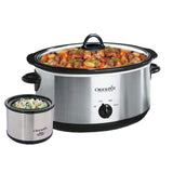 Crockpot Crock-Pot Large 8 Quart Slow Cooker Bundle with Small Mini 16 Ounce Portable Food Warmer, Stainless Steel Kitchen Appliances Crock-Pot