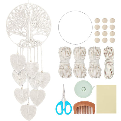 ACRNIGHEET DIY Macrame Kit for Adults Beginners DIY Boho Macrame Leaves Tree of Life Wall Hanging Making Kits with Macrame Supplies Wall Hanging Kit Ornaments for Home Decor Craft Gifts(Beige Series)