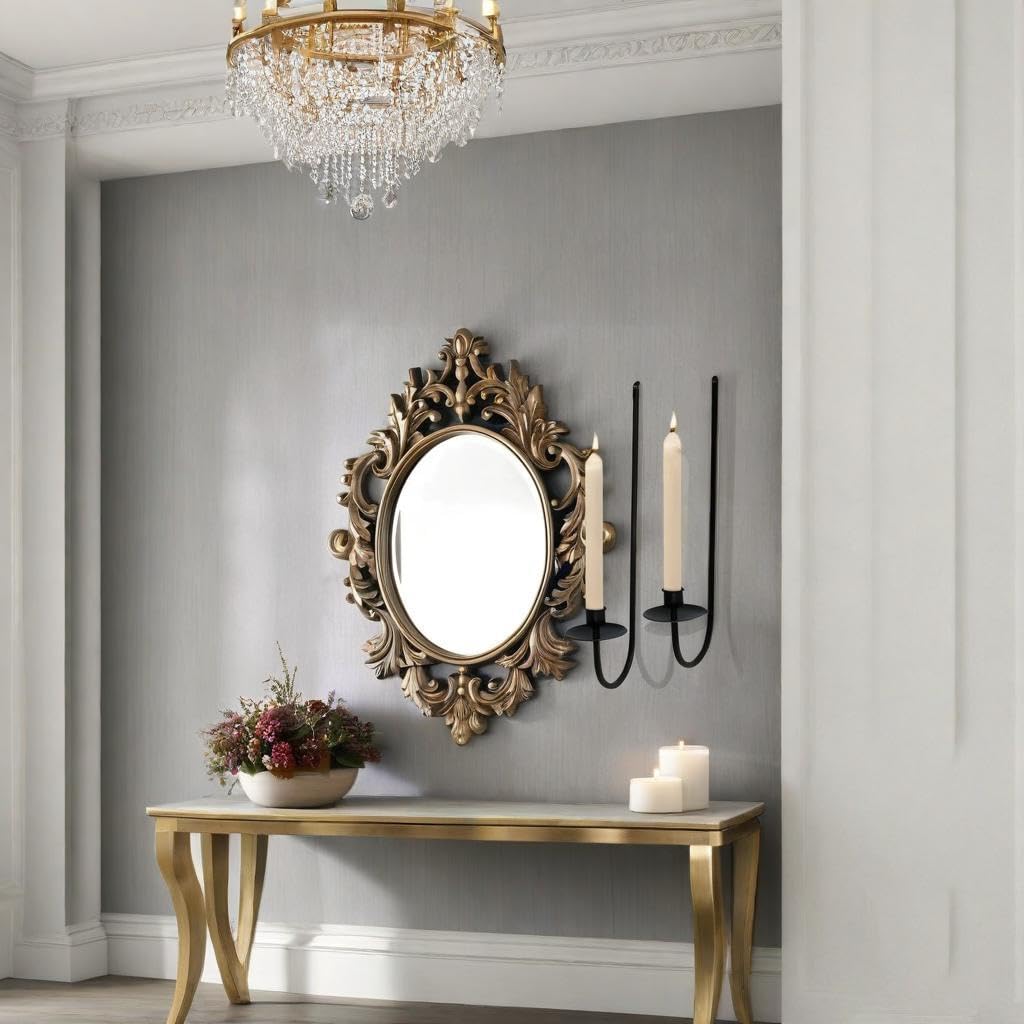 Wall Candle Holder Set of 2, Modern Candle Sconces Wall Mount Metal Holders Hanging Candle Pillar Holder for Living Room, Wedding, Farmhouse, Fireplace, Matte Black YUWENG