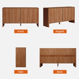 Sideboard Storage Cabinet with Doors and Shelves, Buffet Cabinet with Storage, Credenza Storage Cabinet for Kitchen, Wooden Fluted Cabinet for Bedroom/Entryway, under TV Cabinet with Storage - Walnut affeivul