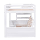 Harper & Bright Designs Full Over Full/Futon Bunk Beds with Stairs, Built-in Shelf, and 3 Drawers, Bottom Bed can be Converted into Daybed, Solid Wood Bunk Bed Frame (White) Harper & Bright Designs