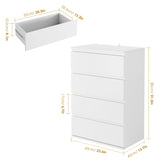 FOTOSOK 4 Drawer Dresser, White Dresser Modern Storage Chest of Drawers 23.6L x 15.7W x 31.5H in, White Dresser Storage Cabinet with 4 Drawers for Home Office, White FOTOSOK
