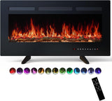 Sweetcrispy 36" Electric Fireplace Wall Mounted or Recessed Insert, 1500W/750W Freestanding Fireplaces Heater with Remote Control,13 Adjustable Flame Color, 12H Timer, Touch Screen Sweetcrispy