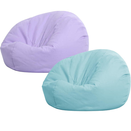 Sliner 2 Pcs Stuffed Animal Storage Bean Bag Chair Cover for Kids Adults (no Filler) Large Stuffable Zipper Beanbag Cover for Organizing Plush Toys or Memory Foam(Green and Purple, Small) Sliner