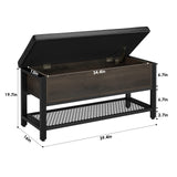 HOSTACK Storage Bench, Entryway Shoe Bench with Flip-Open Storage Box, End of Bed Ottoman Bench with Storage Shelf and Padded Seat for Bedroom, Hallway, Dark Brown HOSTACK