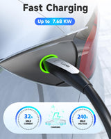 32A EV Charger Extension Cord for Tesla Charger, 21ft EV Extension Cable for Level 1/2 Tesla Home Chargers/Tesla Wall connectors, Max 240V 7.68kW NACS Extension Cable for Tesla Y/X/3/S/Cyber-truck SEGUMA