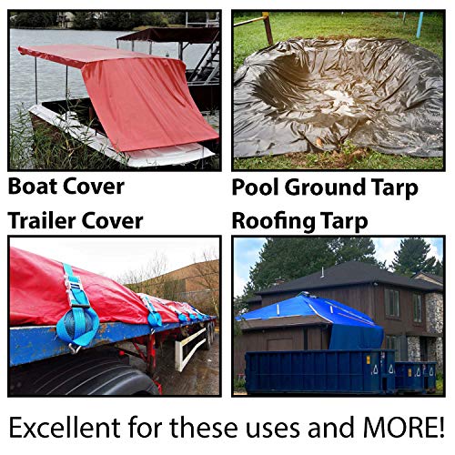 Moose Supply Heavy Duty Tarp, 100% Waterproof 12mil Thick PVC Vinyl Tent Tarp for Camping, Multi-Purpose Thick Protective Cover, Weather Proof, Heavy Duty, UV Resistant, 20 Feet x 40 Feet, Green