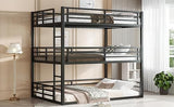 Harper & Bright Designs Heavy Duty Triple Bunk Bed, Full Over Full ove Full Bunk Bed with Ladders, Metal Bunk Beds with Guardrails for Kids, Teens, Adults, Noise-Reduced, Black Harper & Bright Designs