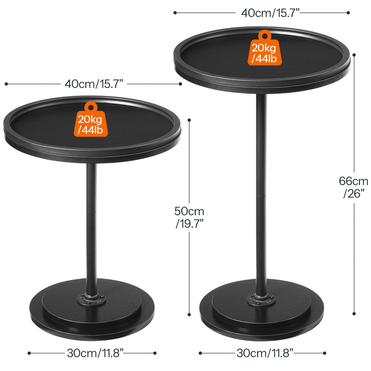 HOOBRO Nesting Coffee Table Set of 2, Small Round Coffee Table Set with Wooden Pedestal, Modern Circle Accent Side Tables for Living Room, Center, Black BB170BZ01 HOOBRO