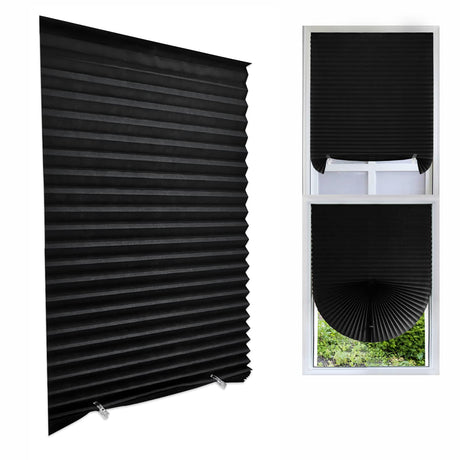 Cordless Blackout Pleated Fabric Shade Window Shades Blinds Darkening Temporary Light Filtering Pleated Paper Shade Easy to Install and Cut for Home Bedroom Office Windows HxW(59" x 24") Jlong