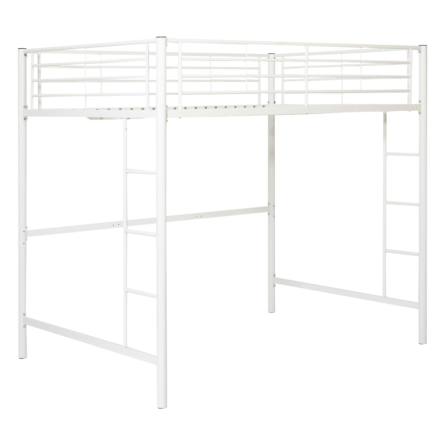 Walker Edison Timothee Urban Industrial Metal Double over Loft Bunk Bed, Full Double, White