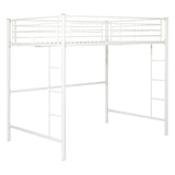 Walker Edison Timothee Urban Industrial Metal Double over Loft Bunk Bed, Full Double, White Walker Edison