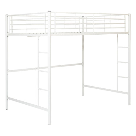Walker Edison Timothee Urban Industrial Metal Double over Loft Bunk Bed, Full Double, White Walker Edison