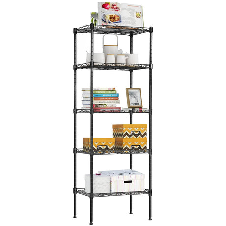 Adjustable NSF-Certified Metal Shelf Wire Shelving Unit Storage for Small Places Restaurant Garage Pantry Kitchen Garage Rack (Black, 16.7L×11.8W×47.6H) BestOffice