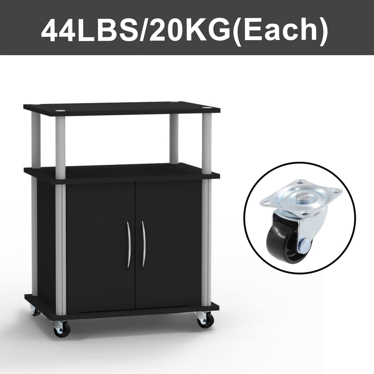 Luomorgo 1 inch Dia Swivel Caster Wheels Rubber Base with Rectangle Top Plate & Bearing Heavy Duty 8pcs Luomorgo