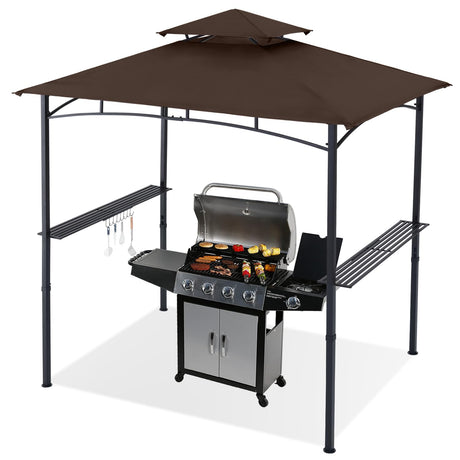 ABCCANOPY 8'x 5' Grill Gazebo Shelter, Outdoor BBQ Gazebo Canopy with LED Light (Coffee) ABCCANOPY