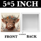 Highland Cow Wooden Box Sign Decor Desk Sign, Baby Highland Cow Nursery Decor, Western Decor, Highland Cow Gifts, Home Office Decor Rustic Farmhouse Square Desk Decor Sign for Shelf Krollma