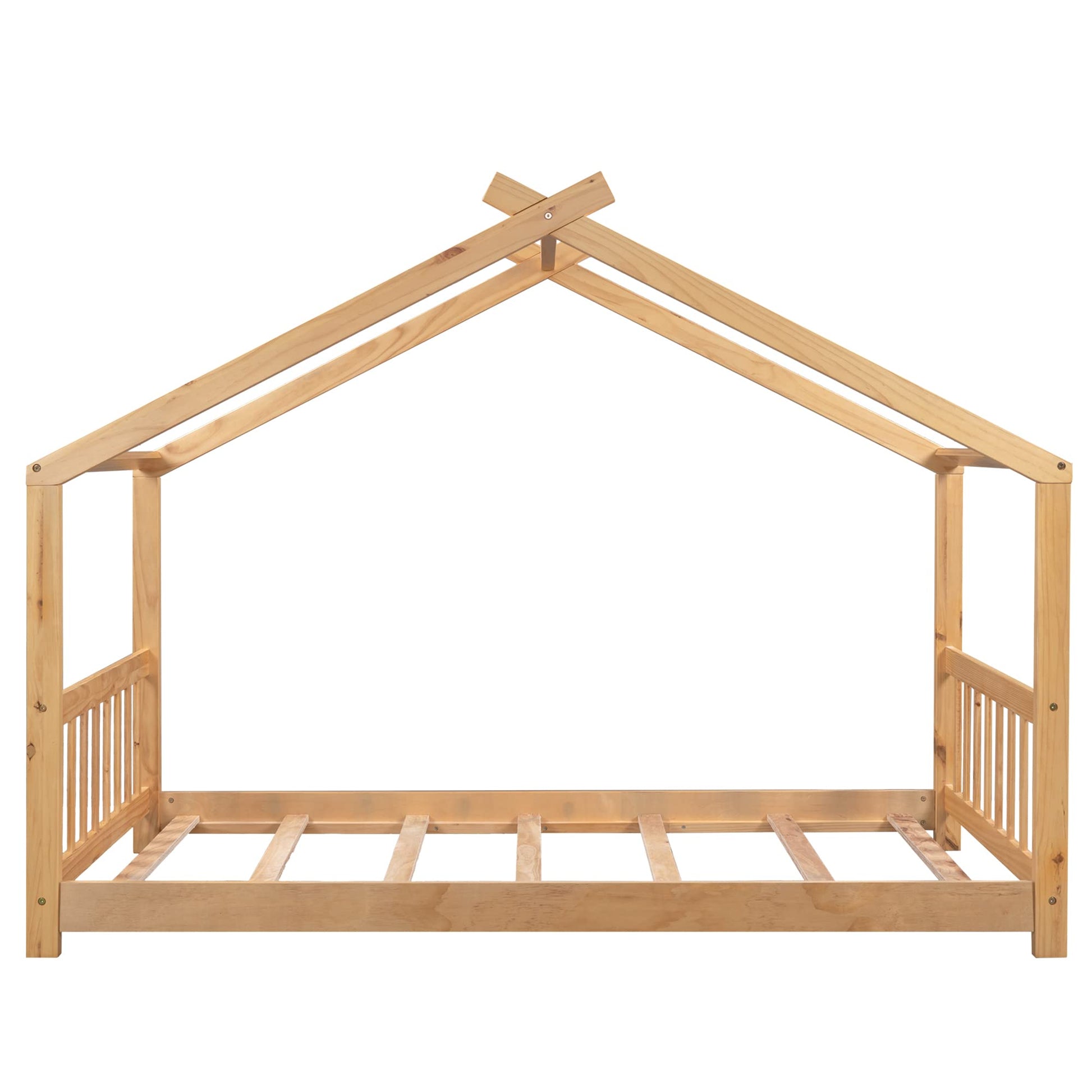 Whimsical Wooden House Twin Bed Frame for Kids by Harper & Bright Designs - WoodArtSupply