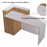 JUCCJUXIN Front Desk Reception Room Table, Checkout Counter with Drawers,Modern L-Shaped Workstation, Secure Storage,Reception Desk with Drawers(Wood,L-55.1x23.6x29.5in) JUCCJUXIN