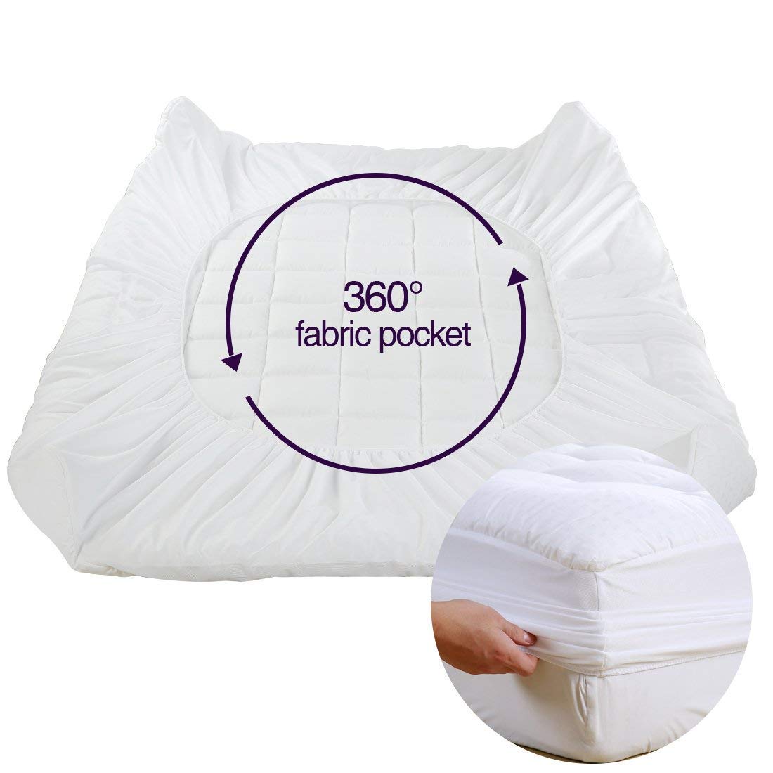 EASELAND Full Size Mattress Pad Pillow Top Mattress Cover Quilted Fitted Mattress Protector Cotton 8-21" Deep Pocket Cooling Topper (54x75 Inches, White)