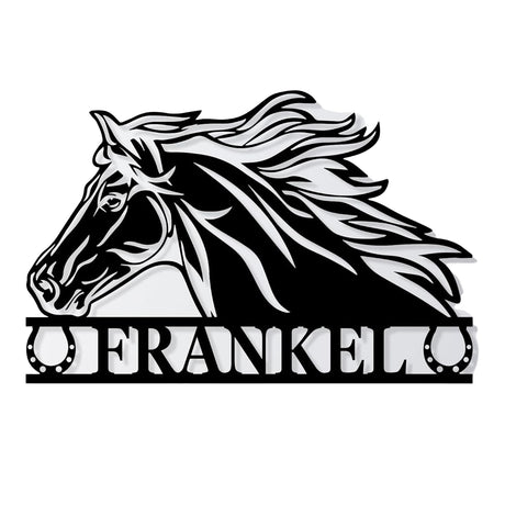 Personalized Horse Metal Wall Decor – Custom Stable Name Plaque for Barn, Rustic Western Farmhouse Accent, Unique Ranch Gift, Equestrian Gift Bosfori