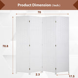 Room Divider Wall Divider 6FT 4 Panels Wood Mesh Hand-Woven Indoor Room Screen Folding Portable Partition Screen, White Dopinmin