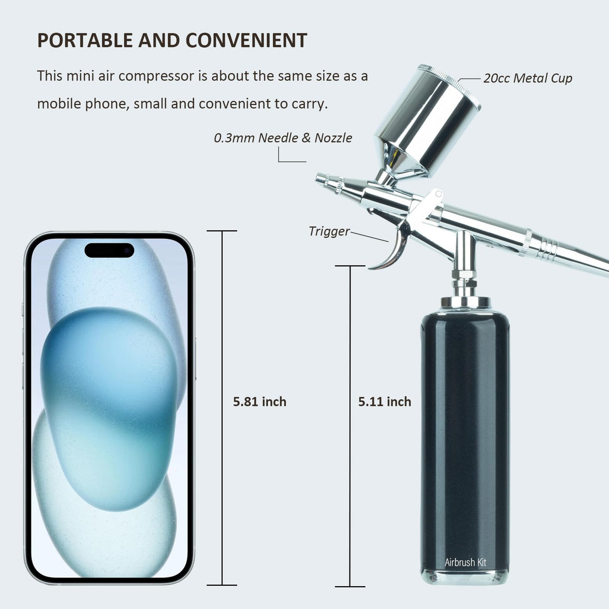 New Upgraded Double Action Portable Cordless Airbrush Kit with Compressor Rechargeable Air Brush Compressor Mini Handheld Airbrush Gun for Airbrush Painting, Model Painting, Nail Art, Makeup Monordeng