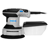 Orbital Sander Corded Hand Sander: DEKOPRO 20V 5" Random Orbital Sander with Dust Box, 6 Various Speeds Electric Palm Sander with Dust Box, 16Pcs Sandpapers for Woodworking & Sanding (Blue) DEKOPRO