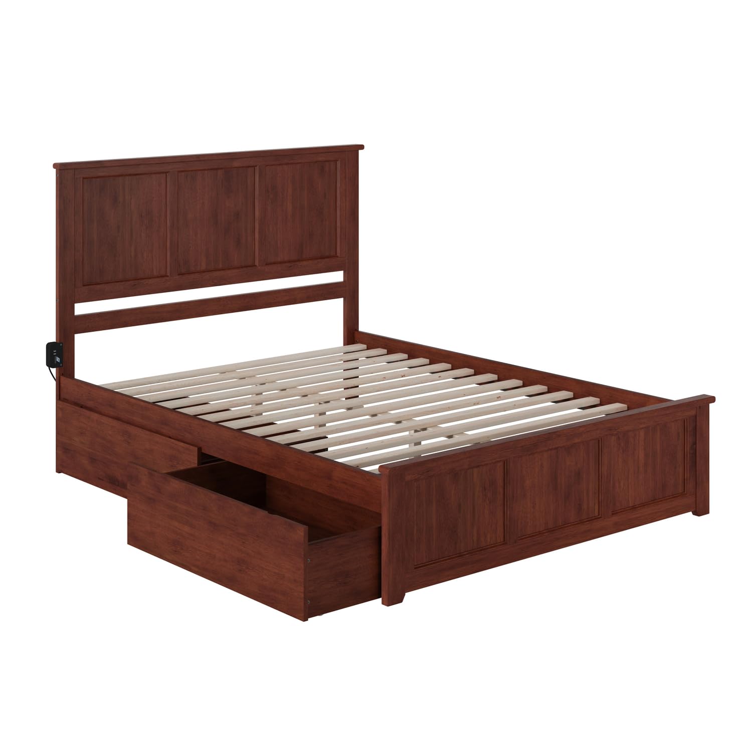 Atlantic Furniture AR8646114 Madison Platform Bed with Matching Foot Board and 2 Urban Bed Drawers, Queen, Walnut - WoodArtSupply