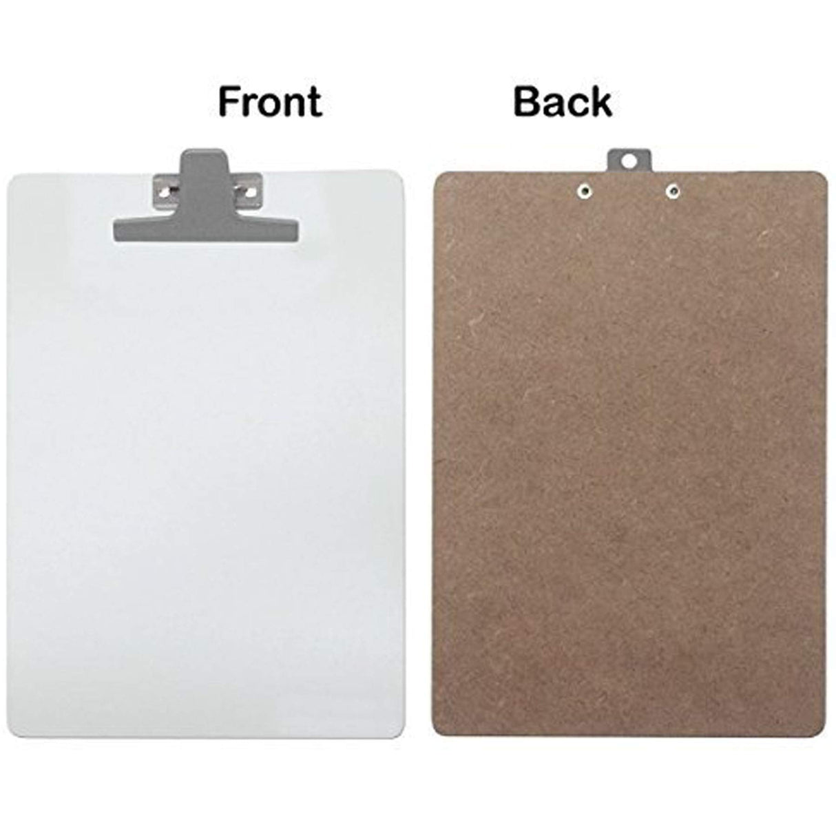 Acrimet White Clipboard Letter Size A4 (13” x 9 1/16”) Premium Metal Clip (Hardboard) (Silver Clip) (6 Pack) Acrimet