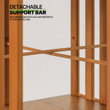 Magshion Rotating Bookcase - 6-Tier Corner Shelf Bamboo Media Storage, 70.5" High Revolving Floor Standing Organizer Living Room Bedroom 360 Degree Rotating Storage (Natural, Stripe Guardrail) Magshion