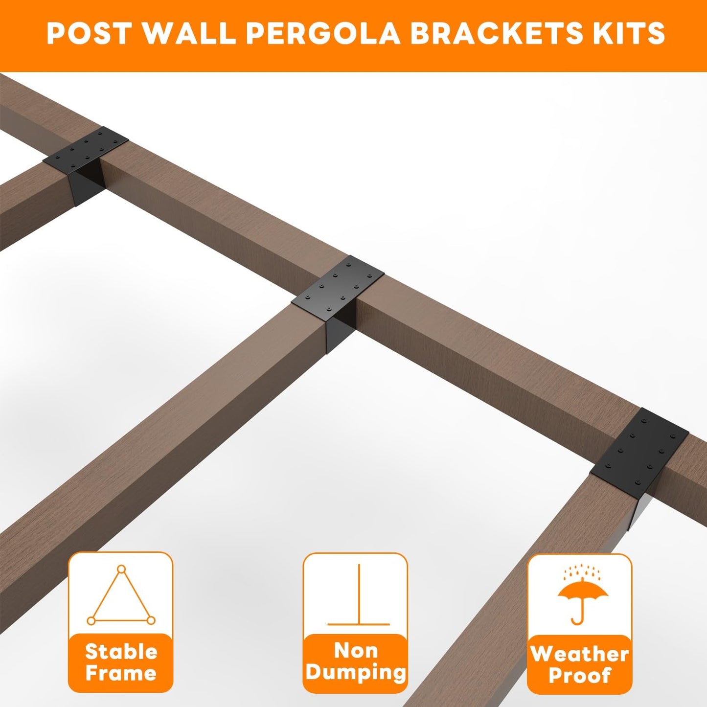 YEOOE 4 Pack Pergola Brackets 4x4 (Actual: 3.5x3.5 Inch), Rafter Post Brackets Deck Railing Brackets, Pergola Connectors Wall Mount Bracket Kit for Lumber Pergola Gazebo Sunroom Carport