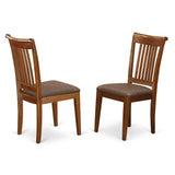 East West Furniture Portland Dining Linen Fabric Upholstered Wooden Chairs, Set of 2, Saddle Brown East West Furniture
