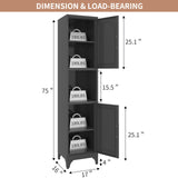 Polup Slim Bathroom Storage Cabinet, 75" Tall Freestanding Narrow Cabinets for Small Spaces, Skinny Metal Storage Cabinet with Doors and Shelves for Living Room, Kitchen, Black - Assembly Required Polup