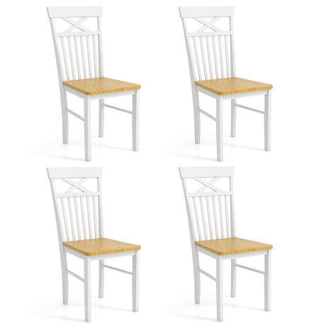 Giantex Wooden Dining Chairs Set of 4, Kitchen Chairs w/Rubber Wood Frame, High & Curved Slatted Backrest, Modern Armless Chairs, Farmhouse Accent Side Chairs for Dining Room Living Room Giantex