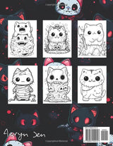 Anime Coloring Book: Creepy Kawaii Cats: Manga Art & Anime Enthusiasts Stress Relief Adult Coloring WoodArtSupply