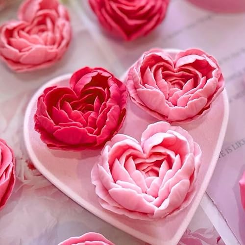 2Pack Heart Candle Mold, Heart Rose Silicone Molds for Candles, Rose Candle Molds for Resin Soap Candle Clay Craft & Home Decor.