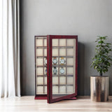 TimelyBuys 30 Piece Cherry Wood Watch Display Wall Hanging Case and Storage Organizer Box and Stand Father's Day TimelyBuys