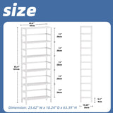 HITNET Bookshelf, 6-Tier Tall Bookcase Freestanding Bamboo Book Shelf Bathroom Storage Organizer with Adjustable Shelves, White HITNET