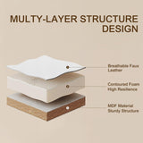 Furnimart Upholstered Tufted White Bench Ottoman with Padded Seat, Footrest Foot Stool with Sturdy Metal Leg, White Leather Bench for Bedroom Living Room Entryway Furnimart